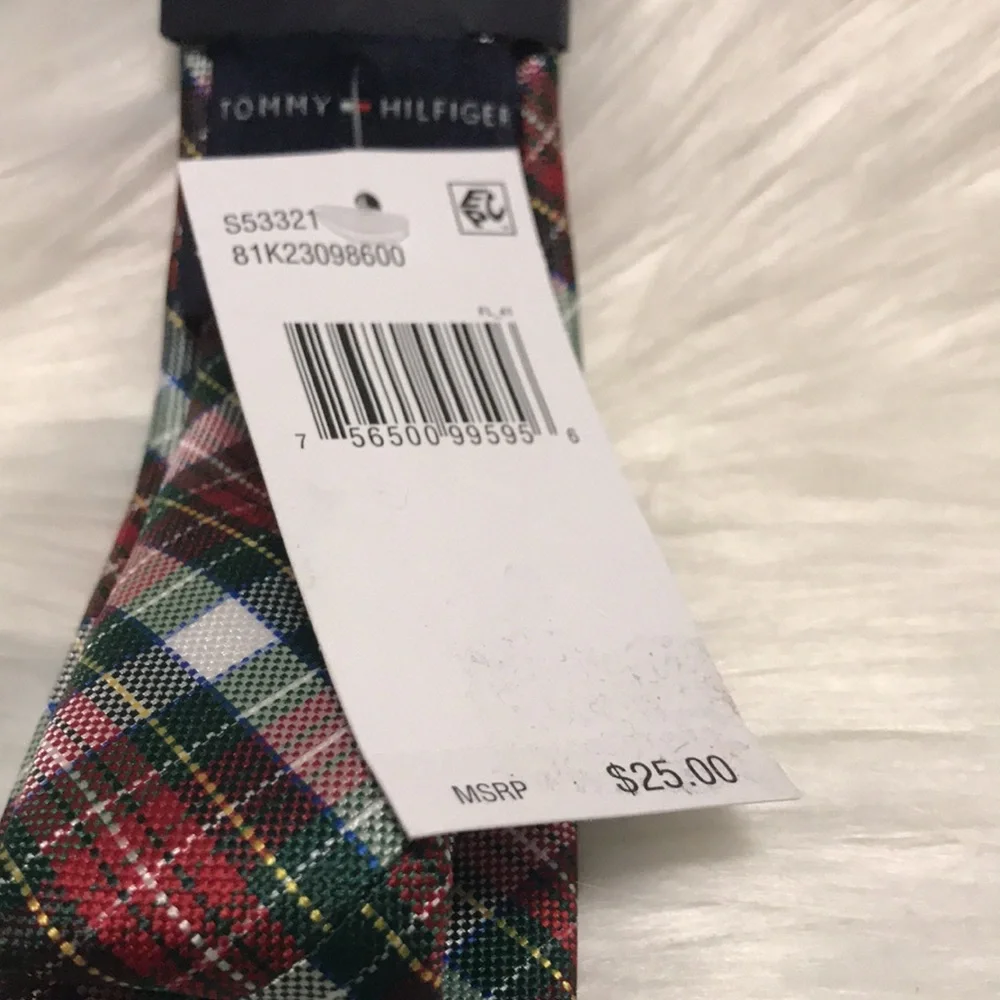 TOMMY HILFIGER Designer Boys Multicolor Plaid Tie NWT Holiday